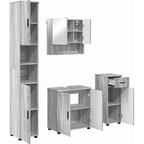 Ensemble de mobilier de salle de bain 4 pcs,Ensemble de meubles de salle de bain Sonoma gris CFW62674 (1/5)