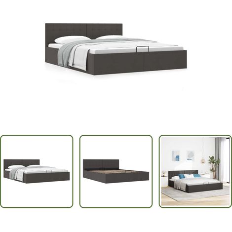 vidaXL Cama canapé hidráulica de almacenaje sin colchón gris 180x200cm (1/5)