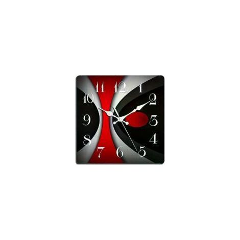 Wanduhr aus Holz (1 Stück), rot, schwarz und grau, modernes und unregelmäßiges Design