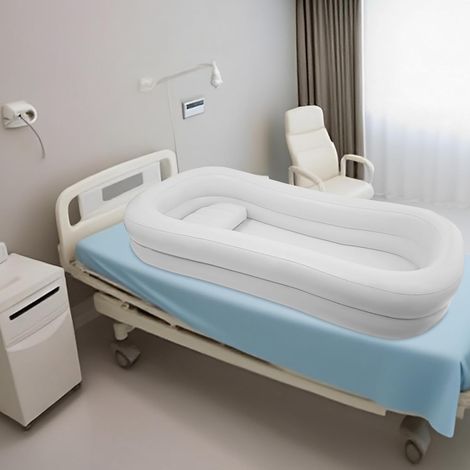 Baignoire gonflable pliable pour adultes - 220 x 100 x 38 cm - En PVC - Idéale pour la douche au lit pour les personnes âgées et celles ayant des problèmes de mobilité (1/5)