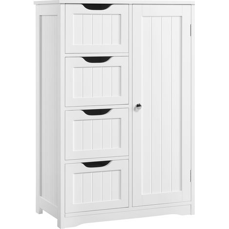 Yaheetech Armadietto/Mobiletto Bagno Cucina Terra con Cassetti Piano Regolabile e Una Anta Bianco