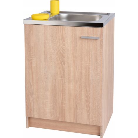 STAMAR  Küchenunterschrank 60 Slim - Sonama - Kompakt und Elegant - Mit Edelstahlspüle