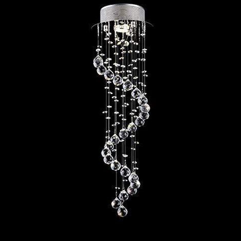 Lustre moderne à LED en forme de spirale avec cristaux K9, idéal pour décorer un couloir d'hôtel ou une entrée. Dimensions : D 20 cm x H 64 cm. (1/5)