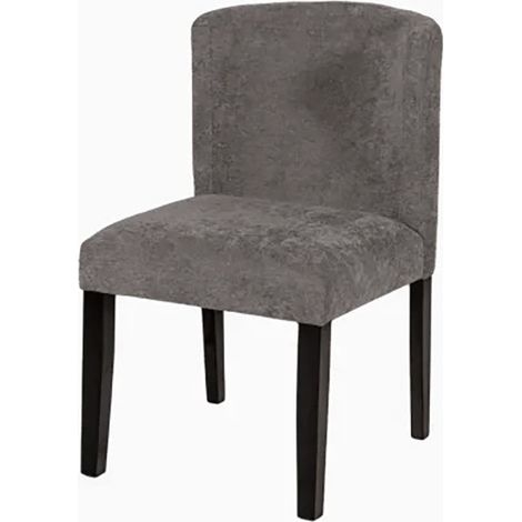Chaise tissu chenille gris pieds bois noir