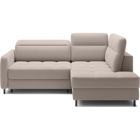 Canapé d'angle droit convertible BARNEA 208 cm beige crème avec rangement
