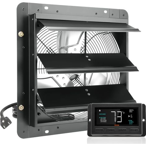 Ventilateur d'extraction à volets, 35,6 cm avec contrôleur de température et d'humidité, extracteur d'air de grenier mural réglable à vitesse variable, 1700 m³/h, moteur EC, pour serre, garage (1/5)