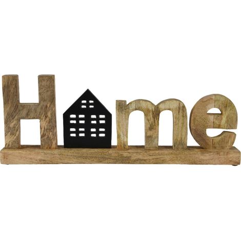 Scritta decorativa "Home" in legno decorazione natalizia da h 16.5 cm