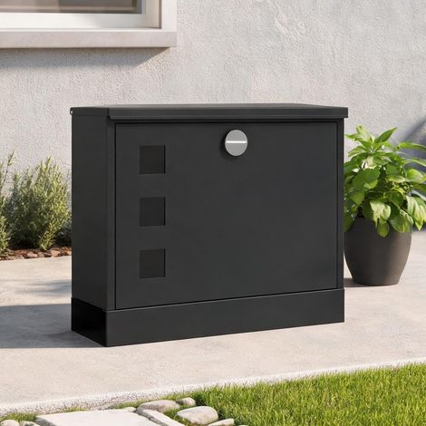 Boîte aux lettres en métal noir avec fenêtre et serrure 36,5 x (1/5)