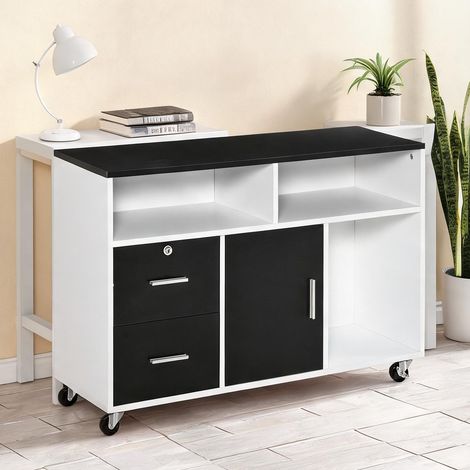 Meuble de rangement de bureau negro en madera 100 x 35 x 65 cm (1/5)