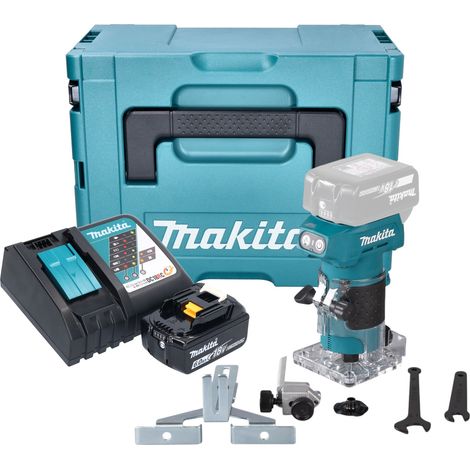 Makita DRT 52 RG1J Fresatrice per bordi a batteria 18 V 6 mm brushless + 1x batteria ricaricabile 6,0 Ah + caricabatterie + Makpac