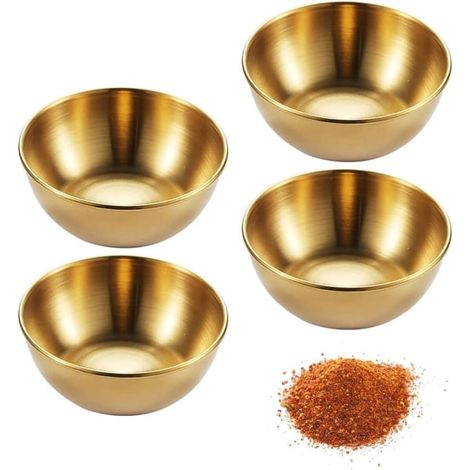 Lot de 4 coupelles rondes en acier inoxydable pour épices, condiments, bols à sushi, mini-assiettes à apéritif (1/5)