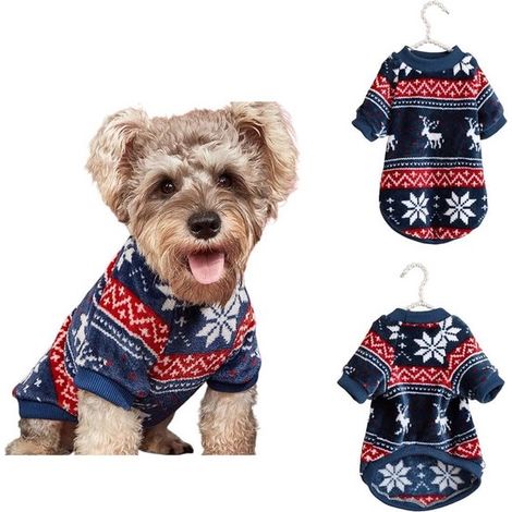 Abbigliamento autunnale e invernale per cuccioli: maglioncini super morbidi e caldi per animali domestici, simpatici maglioncini a righe in peluche, maglioncini con motivi di cartoni animati per cucci (1/5)