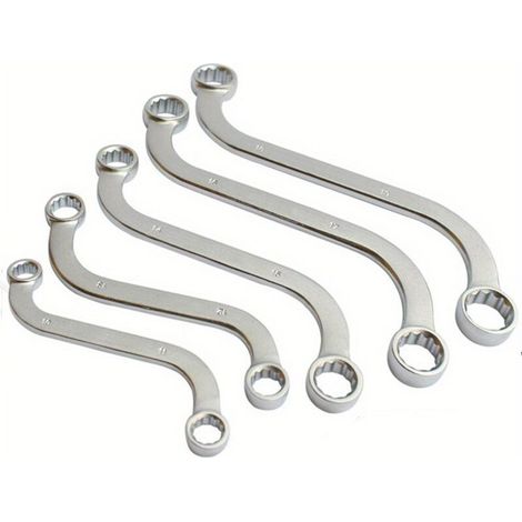 Clé Polygonale Double en Acier CRV - Forme de S 10 x 11 / 12 x 13 / 14 x 15 / 16 x 17 / 18 x 19 mm (1/5)