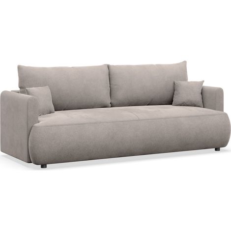 Selsey Ovo Mini – 3-Sitzer Schlafsofa mit Bettkasten, Velours Easy-Clean, grau (1/5)