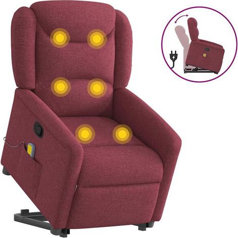 Chaise de massage ergonomique en tissu rouge bordeaux – Siège relaxant avec fonction chauffage, vibration et réglage inclinable – Idéal pour salon ou bureau (1/5)