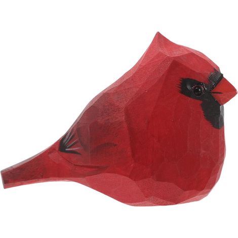 Figurine de Cardinal en Bois Sculptée Main Détails Réalistes et Finition 3D Peinte la Main pour Décoration de Noël Rouge en Bois Naturel (1/5)