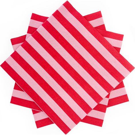 Tovaglioli Righe Dreamlike 33x33 Cm 20 Pz Rosa-Rosso Randig Duka (1/3)