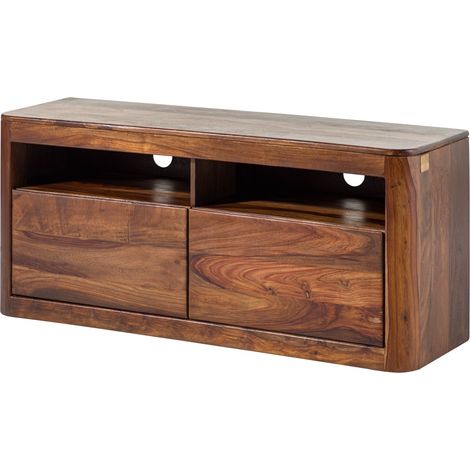 Meuble TV Sheesham 130x40x58, bois ciré aspect noyer, TORONTO 219