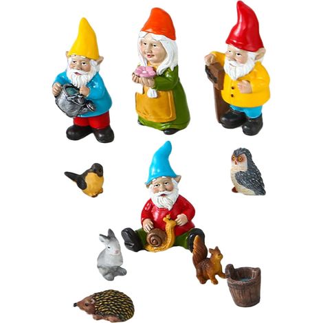 10pièces Nain De Jardin Résine Décoration De Jardin Cadeau De Noël Couleurs Assorties (1/5)