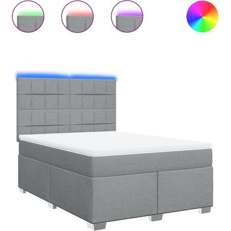 Maison Exclusive - Cama box spring con colchón tela gris claro 14