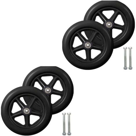 Roulette avant de 8 pouces, 4 roues de rechange pour fauteuil roulant, pneu solide antidérapant, 190 mm gris en noir (1/5)