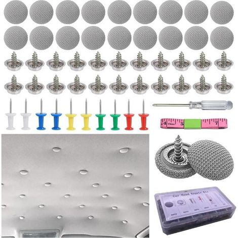 Sacco di 65 Kit di Riparazione Tetto in Auto, Il 65 Rivetti Riparazione Universale con Pins, 1 Cacciavite, 1 Metro a Nastro per Tutte le Auto, Camion (1/5)