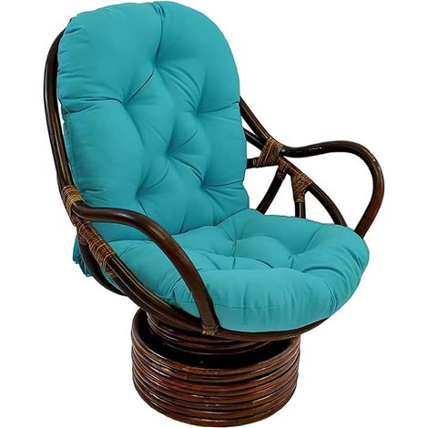 Coussin de Fauteuil Pivotant Inclinable (Sans Chaise) Multicolore Amovible Lavable Assise pour Salon Jardin Patio Meubles Extérieur Rotin (Bleu Lac, 4724 pouces) (1/5)