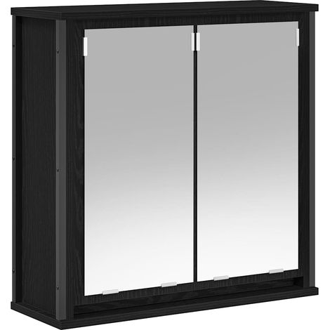 Maison Exclusive - Pensile da Bagno con Specchio Rovere Nero 60x21x60 cm