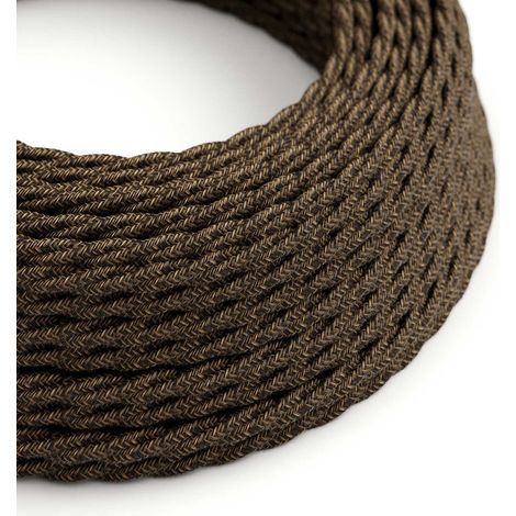 Creative-Cables Cavo elettrico rivestito in tessuto, Marrone Melange TN04, Trecciato, lino, 2 x 0,75 mm², 50 m