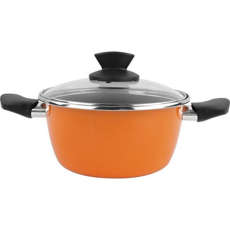 MAGEFESA Casseruola con coperchio 20Ø - Valencia New, Antiaderente doppio strato rinforzato, fondo 100% Full Induction, esterno arancione, 50% risparmio energetico. (1/4)