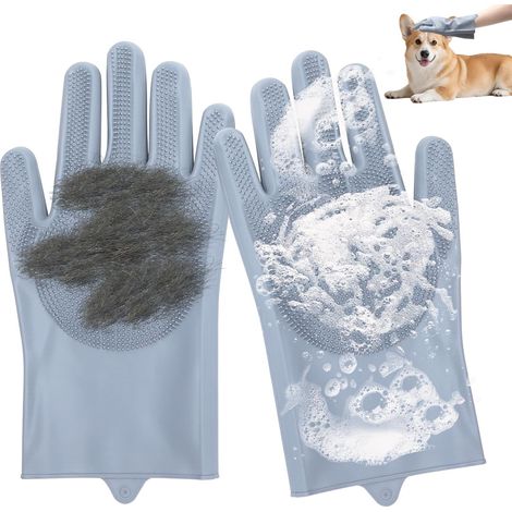 Gant Toilettage Chien, Gants de toilettage pour Animaux de Compagnie, 1 Paire Gant Brosse, Gant De Toilettage pour Animaux Brosse 4 en 1 pour Brossage, Massage, Bain et Récupération des Poils (1/5)