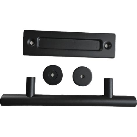 [Scheunentürgriff] Doppelseitiger Schiebe-/Zuggriff, Schwarz, 4,8 mm Kohlenstoffstahl (1/5)