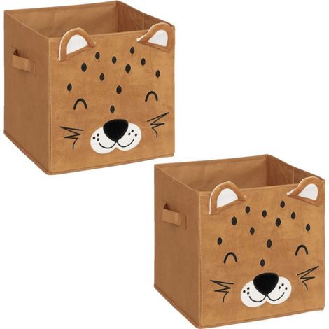 Lot de 2 boîtes de rangement enfant tigre en velours JOEY (1/5)