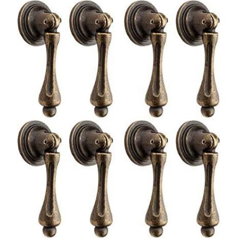 Lot de 8 poignées de tiroir et de placard vintage décoratives en bronze (1/5)