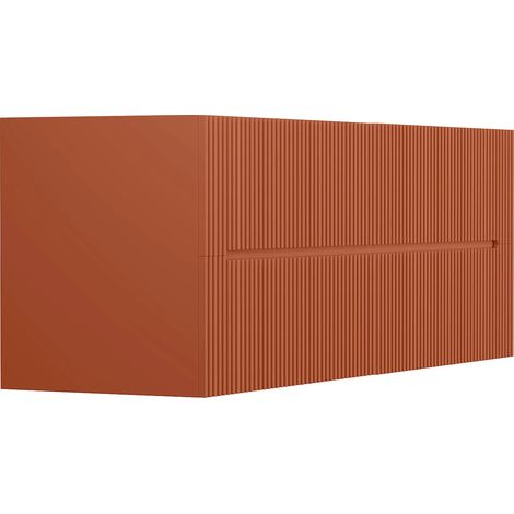 Meuble sous vasque suspendu strié terracotta - 150 cm - PAVANI (1/5)