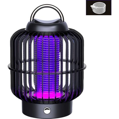 Lampe anti-moustiques solaire, lampe électrique anti-moustiques avec lumière LED, idéale pour la terrasse, camping, l'extérieur et l'intérieur, noire (1/5)