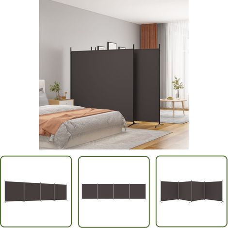 The Living Store Cloison de séparation 4 panneaux Marron 698x180 cm Tissu - Cloison De Séparation - Écran De Confidentialité - Séparateur De Pièce - Rideau De Séparation - Décoration D'intérieur (1/5)