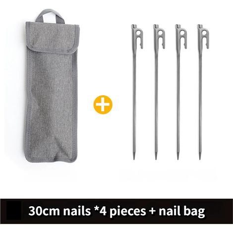 Piquets en acier inoxydable pour bâche de tente de camping en plein air, piquets coupe-vent fixes pour la plage et la neige, 4 piquets de 30 cm chacun. (1/5)
