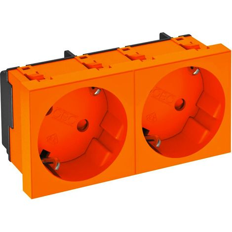 OBO Bettermann Enchufe 33°, 2 tomas de contacto de protección 250V, 10/16A Policarbonato naranja puro RAL 2004, 6120105