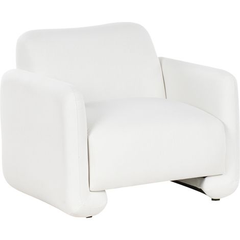 Sillón de tela tapicería de poliéster respaldo ancho con reposabrazos muebles de salón retro blanco Saland