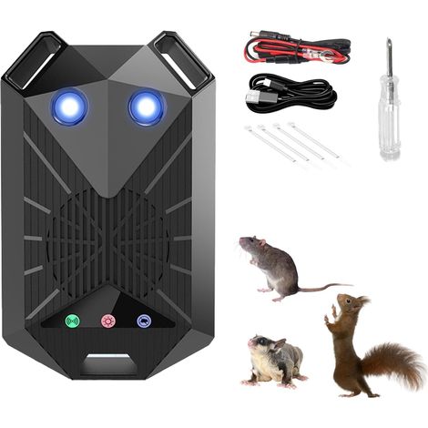 Répulsif anti-martres pour voiture, répulsif à ultrasons contre les rongeurs pour le compartiment moteur, fonctionne avec une batterie de voiture 12 V, une batterie AA et une souris USB, protection (1/5)