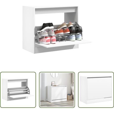 vidaXL Bois d'ingénierie - Armoire à chaussures blanc 80x42x69 cm bois d'ingénierie (1/5)