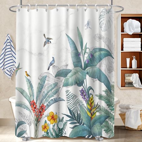 Voile de douche fluide en polyester 180x180 original protection douche pour famille nombreuse (1/5)