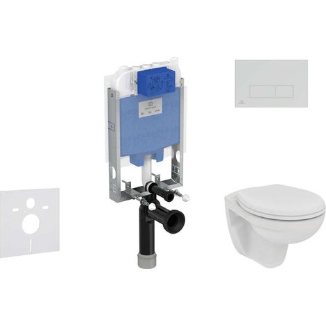 Ideal Standard ProSys - Ensemble pour WC suspendu, cuvette et abattant Eurovit, Plaque de déclenchement Oleas M2, Rimless, SoftClose, chrome ProSys80M SP123 (1/5)