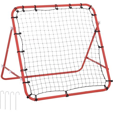 Winkelverstellbares Metall-Rückprallnetz und 20 elastische Seile für Fußball-, Tennis- und Handballtraining, 96 x 80 x 96 cm