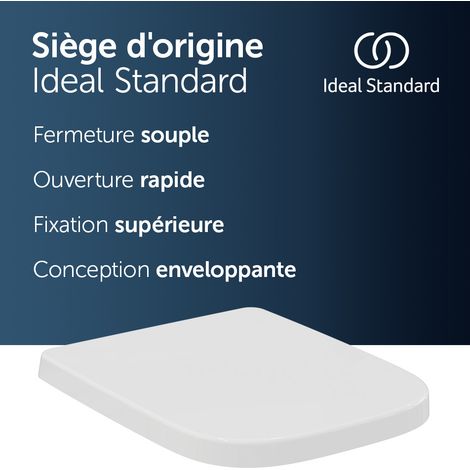 Ideal Standard i.life B Abattant WC recouvrant, frein de chute fermeture amortie, en duroplast robuste, Kit chernières inclus, 360x450 mm - Blanc (1/10)