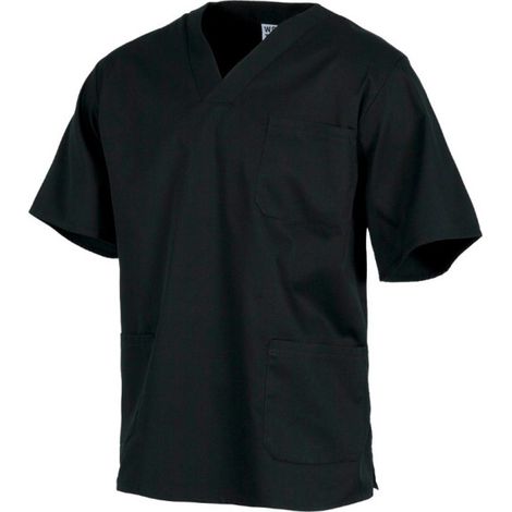 Casaca sanitaria unisex de manga corta y escote de pico cruzado WORKTEAM B9200 XXL Negro (1/3)