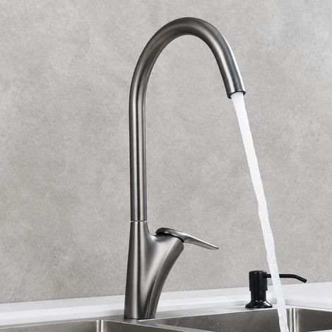 Mitigeur de cuisine en laiton évier bec rotatif eau chaude froide gris pistolet 63 × 27 × 7,5 cm 1,745 kg – Livraison gratuite (1/5)