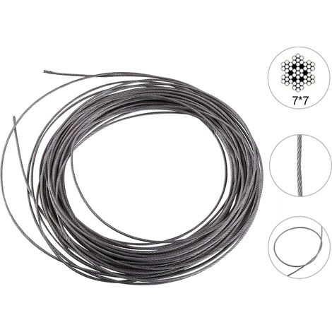 15 m langes Edelstahlseil 304, 7x7-Konstruktion, 1,5 mm Durchmesser (1/5)