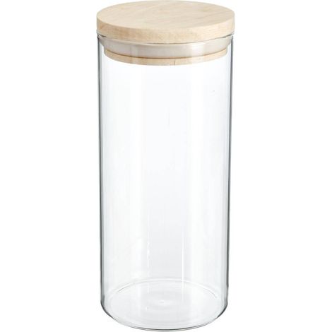 Bocal verre couvercle bois hermet 1.3l - 5five (1/4)
